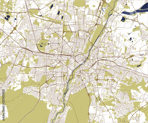 map of the city of Munich, Bavaria, Germany