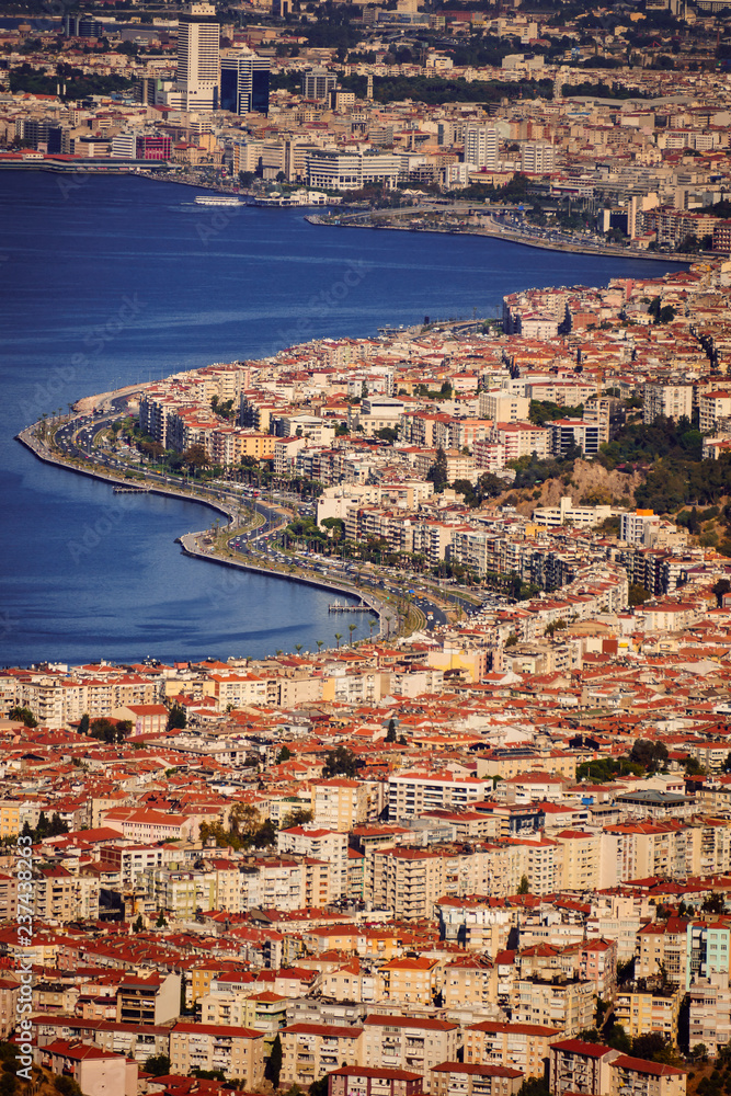 Landscape of City of Izmir (Smyrna), Turkey. Aegean sea.