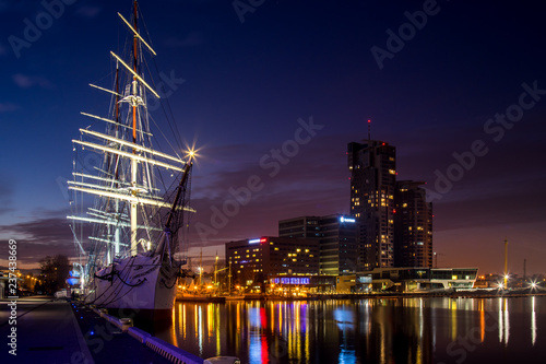 Nightscape with Dar Pomorza, Gdynia, Poland