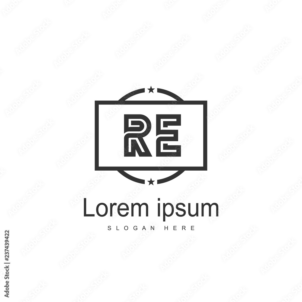 RE Logo template design. Initial letter logo design