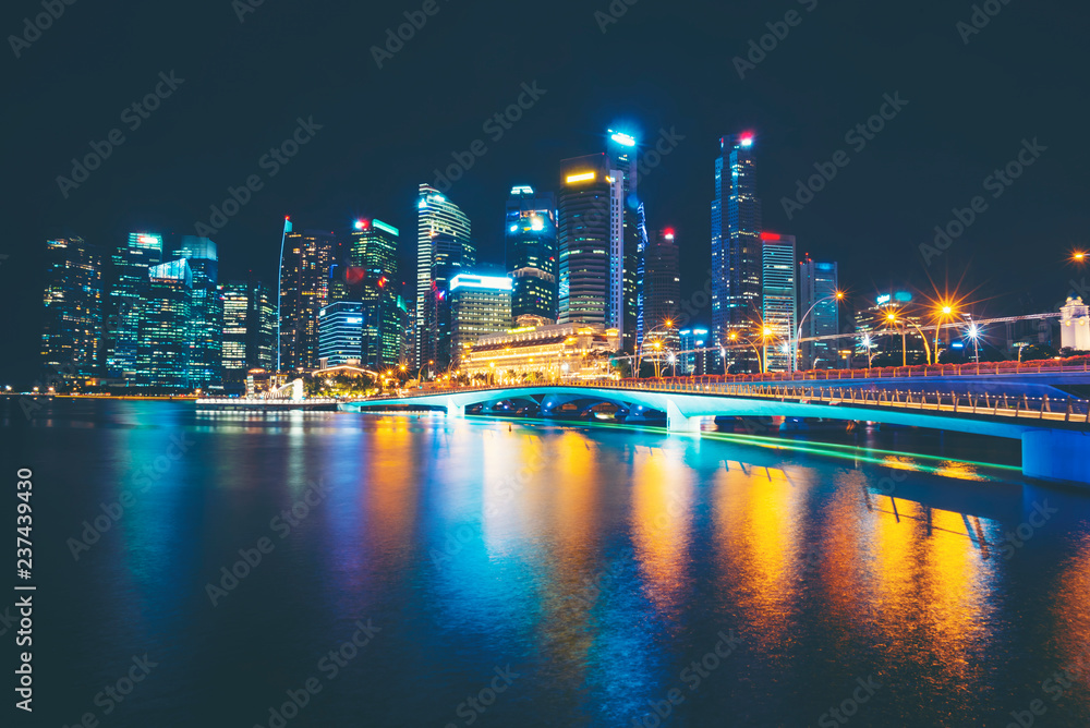 Obraz premium nocne światło zatoki Marina, Singapur
