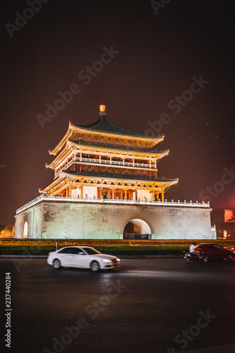ancient city of xian china at night