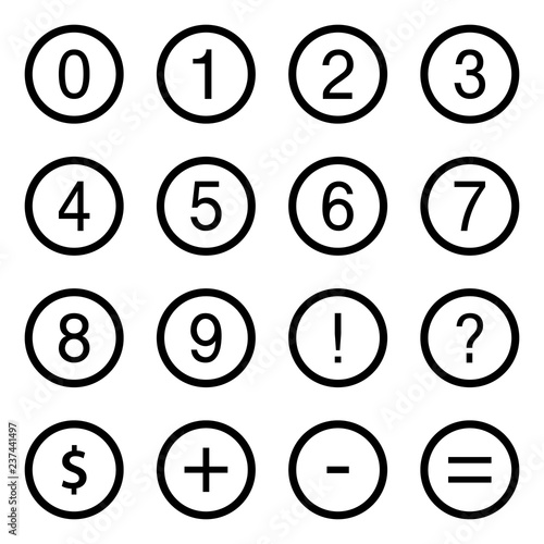 Numbers and Mathmatical Symbol Circle Icons