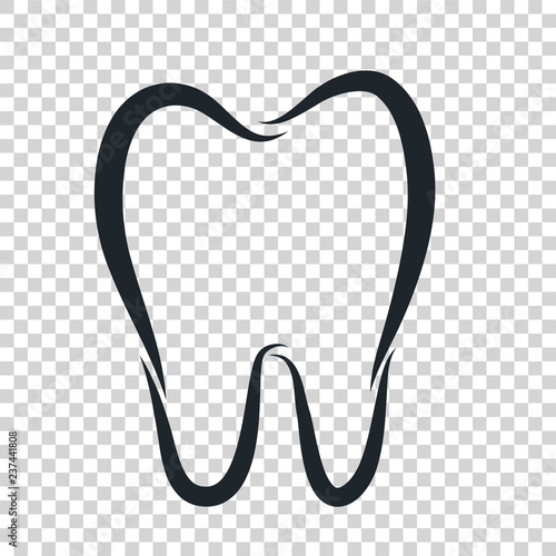 Tooth logo icon for dentist or stomatology dental care design template. Vector isolated black outline line tooth symbol for dentistry clinic or dentist medical center and toothpaste package