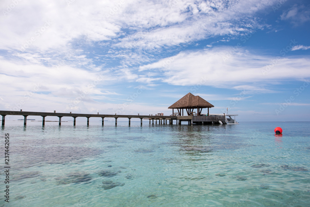 White sand beach and crystal clear water in the Maldives White sand beach and crystal clear water in the Maldives