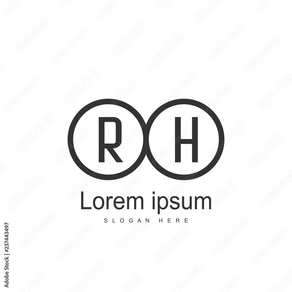 Obraz premium RH Logo template design. Initial letter logo design