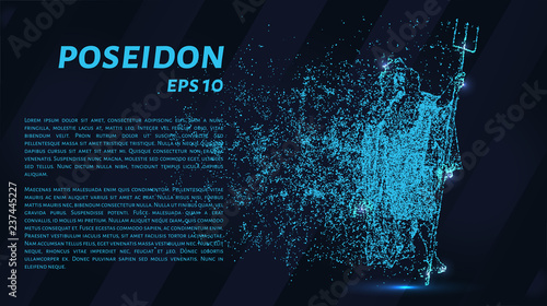 Poseidon. A grid of blue stars in the night sky. Points of light create the form of Poseidon.