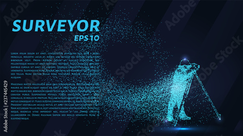 Surveyor. A grid of blue stars in the night sky. Points of light create the form of the surveyor.