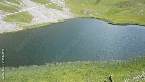 beautifull panorama of Alpisella lake, Stelvio National Park, Alps, Italy photo