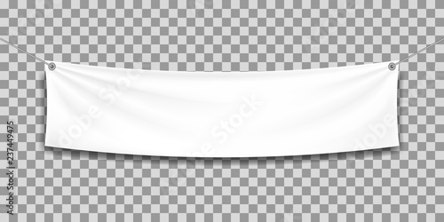 White mock up textile banner, isolated.