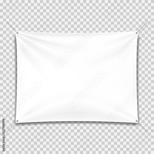White mock up textile banner, isolated.