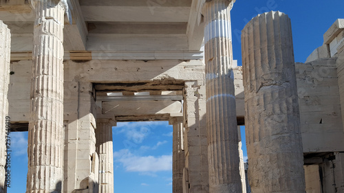 The monumental columns of the Propylaea