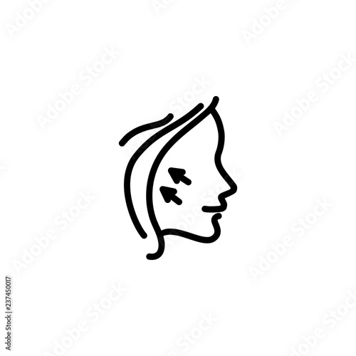 Face lifting line icon. Arrow, wrinkles, rejuvenation. Cosmetology concept. Vector illustration can be used for topics like anti-aging, plastic surgery, beauty treatment