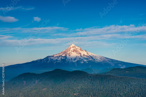 the last sunlight of the day hits the top of Mt. Hood