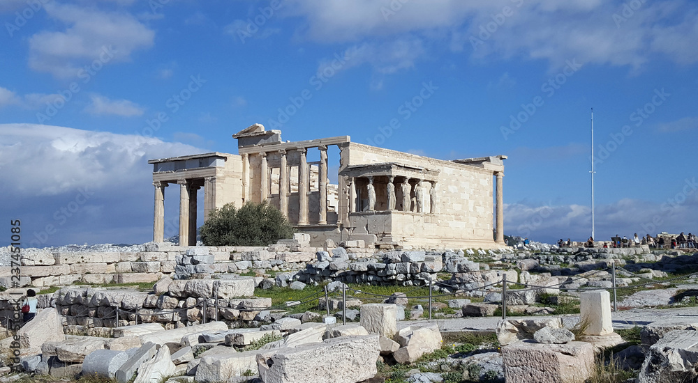 Ruins of the Temple of Erechtheion on Acropolis, Athens, Greece