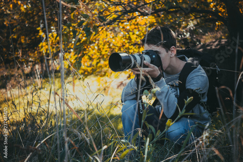photographer in the forest