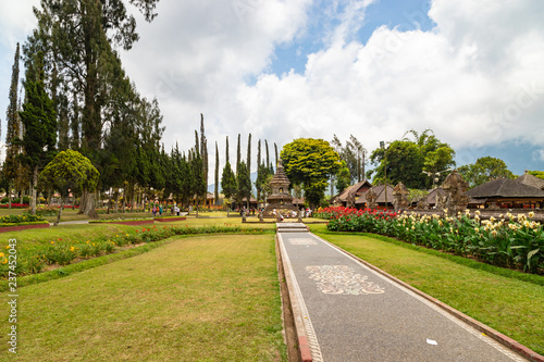 Territory of temple Pura Ulun Danu Beratan. Famous temple on the lake, Bedugul, Bali, Indonesia.