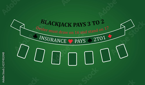 Black jack table, vector illustration, EPS 10, casino
