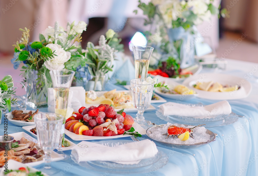 Wedding Table setting in the restaurant. Wedding Table setting in the restaurant.