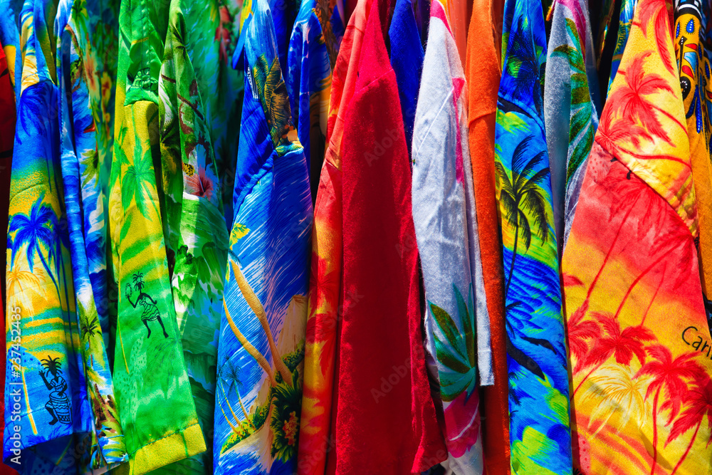 Colorful shirts at a street store, St. Thomas, USVI