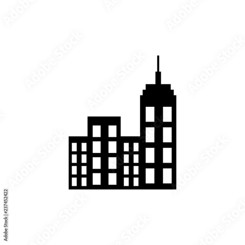 Black city icon on white background