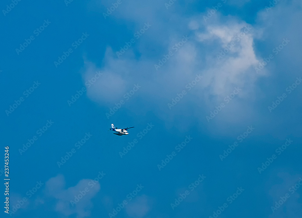 Fototapeta premium A seaplane ferrying holidaymakers around the Maldives in the Indian Ocean