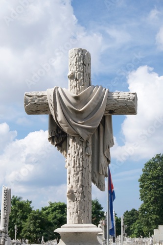 angels  tombstones in graveyard in Havana, Cuba photo