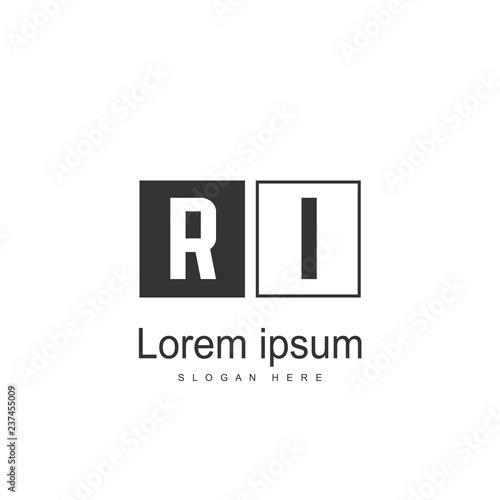 RI Logo template design. Initial letter logo design