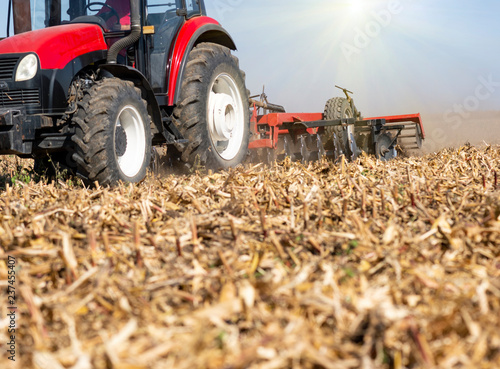 Tractor working in the field