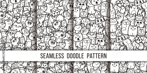 Collection of funny doodle monsters seamless pattern for prints, designs and coloring books