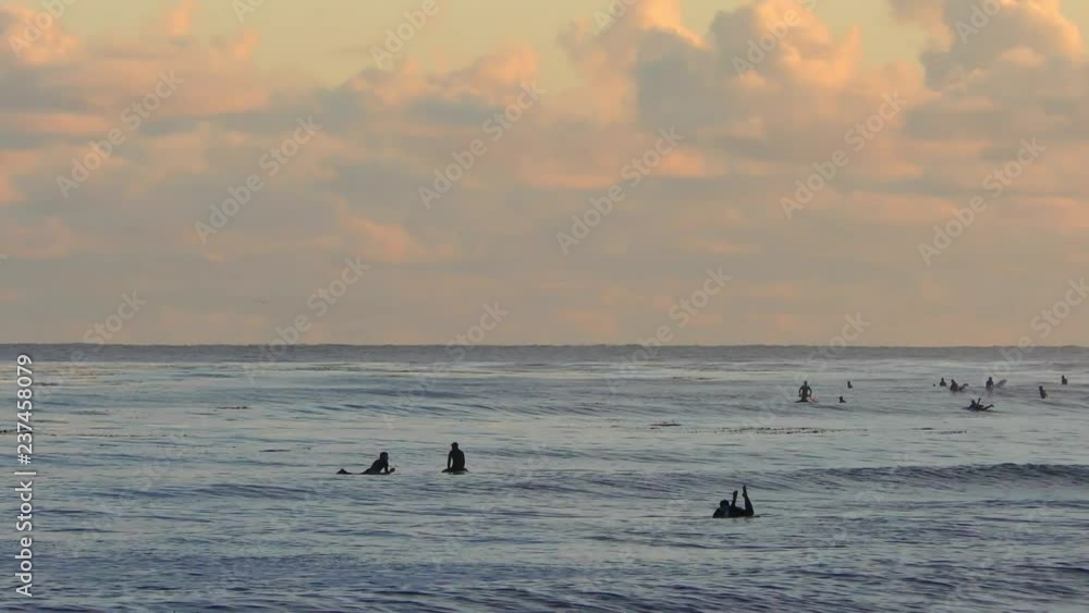 Unidentified surfers at Santa Cruz, Pleasure Point, on the northern Monterey Bay in Santa Cruz County, California, USA, a world renowned surf location Unidentified surfers at Santa Cruz, Pleasure Point, on the northern Monterey Bay in Santa Cruz County, California, USA, a world renowned surf location
