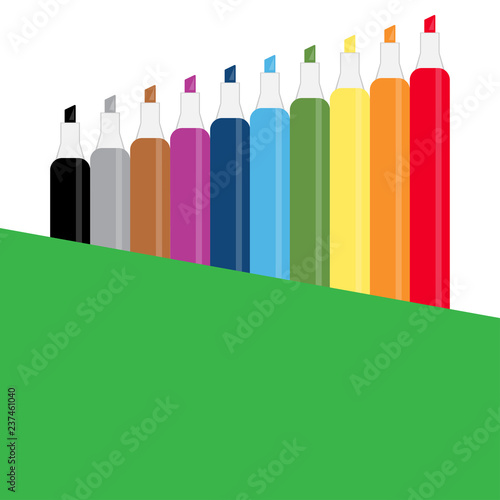 Collection of markers of different colors