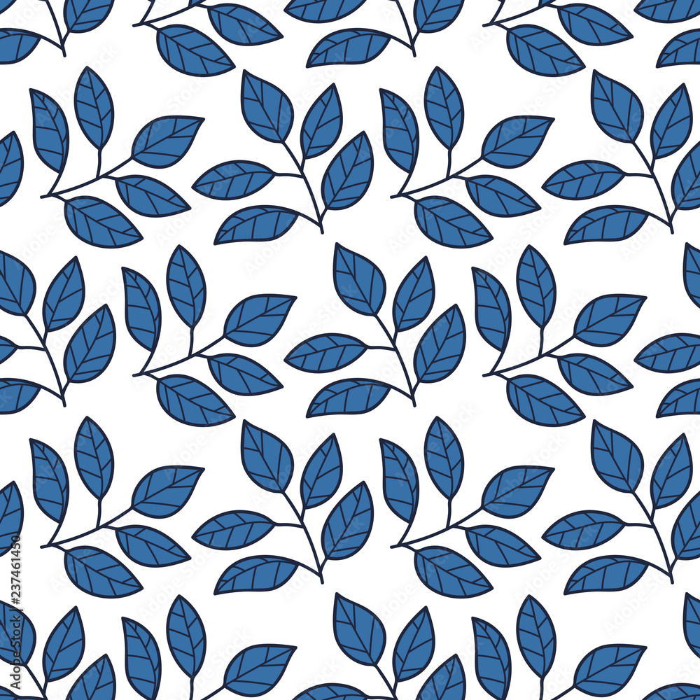 Floral seamless pattern with branches and leaves. Vector illustration. Floral seamless pattern with branches and leaves. Vector illustration.