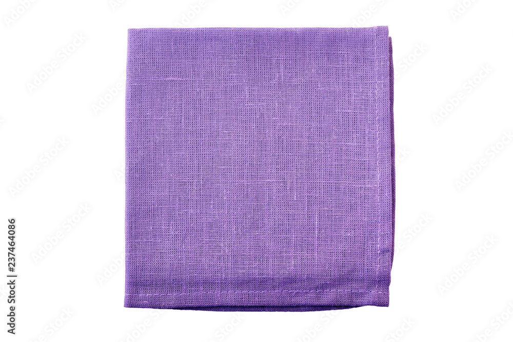 Pale violet folded textile napkin on white