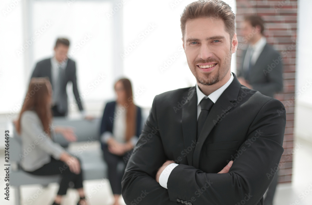 Portrait of a joyful business partner in the office Portrait of a joyful business partner in the office
