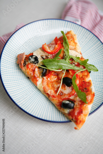 Homemade Pizza, Slice, Plate, Italian Food