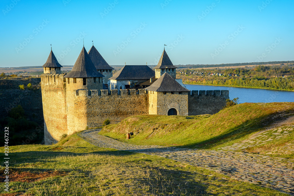 Ancient fortress on the banks of the Dnister River, Khotyn Fortress, Ukraine.