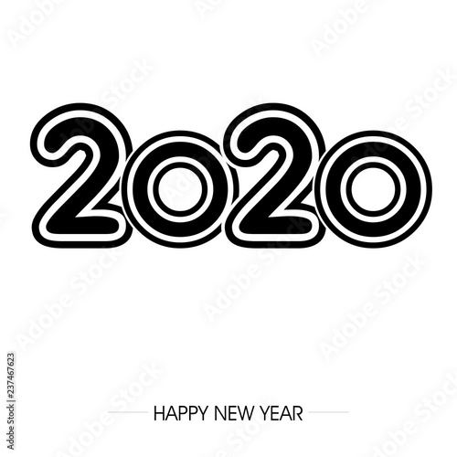 napis zakrzywionym fontem 2020 na tle. Projekt znaku graficznego z napisem szczęśliwego nowego roku. Ilustracja wektorowa