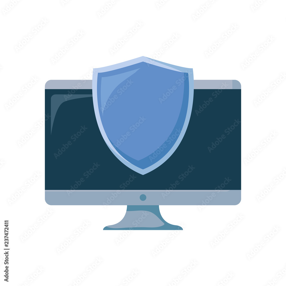 computer shield protection on white background computer shield protection on white background