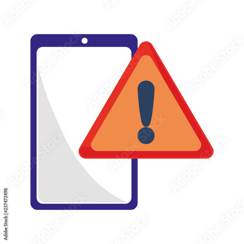 mobile warning alert on white background