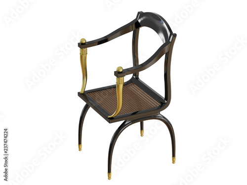 Black chair with armrests 3d rendering