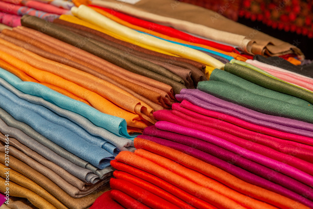 colored scarves on display