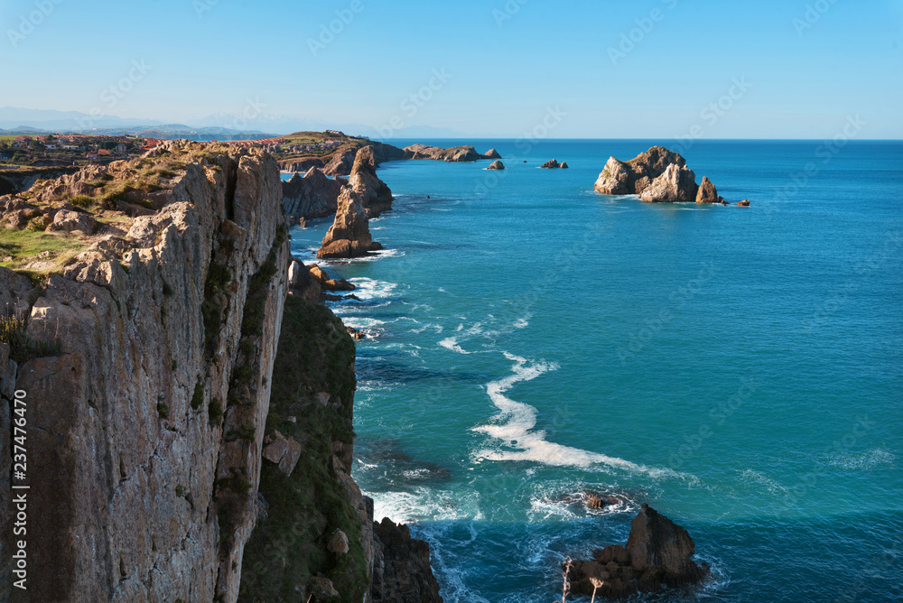 Coastline landscape in Urros de Liencres, Cantabria, Spain