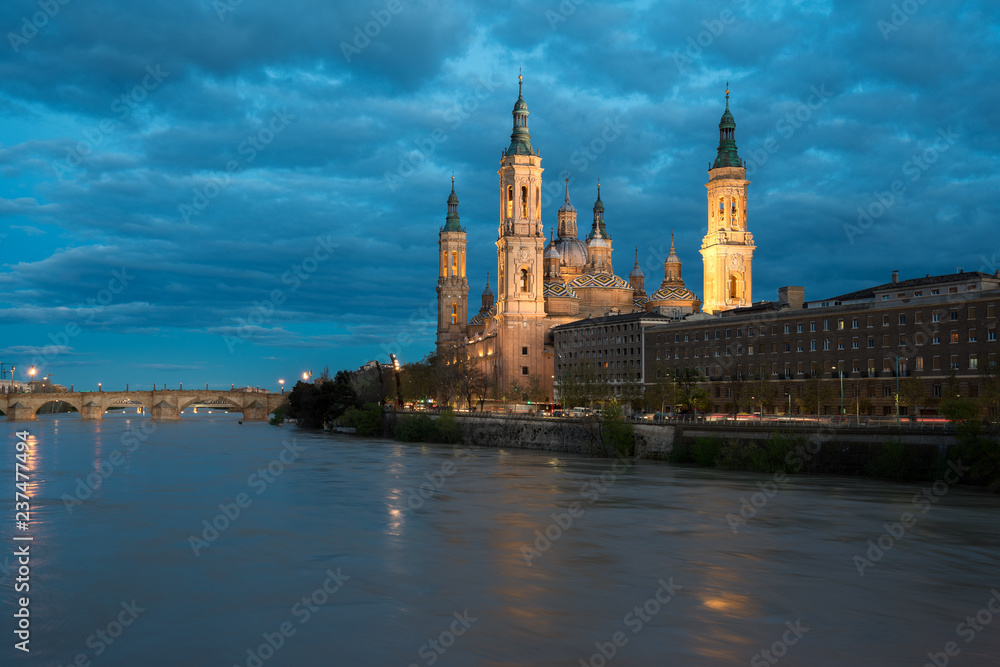 Cathedral Basilica of Our Lady of the Pillar, Zaragoza the capital city of of Aragon, Spain.