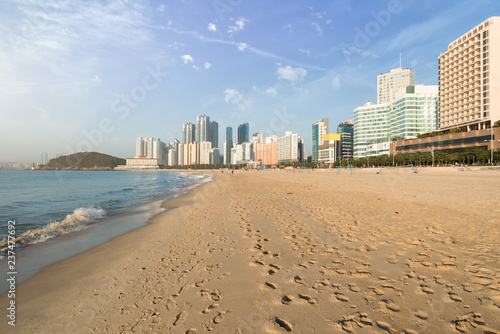 Haeundae beach is Busan's most popular beach because of its easy access from downtown Busan. And It is one of the most famous beaches in South Korea. © ake1150