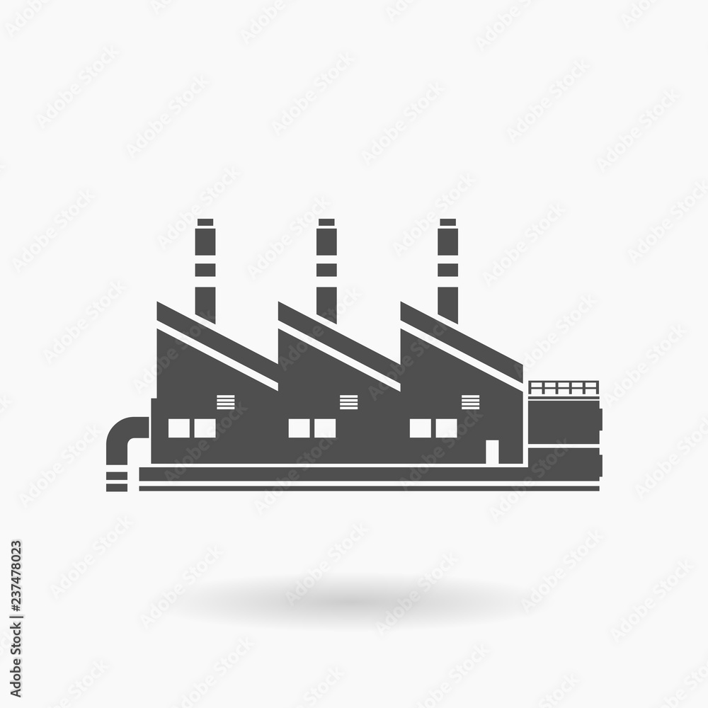 Factory Building Icon Vector Illustration Silhouette.