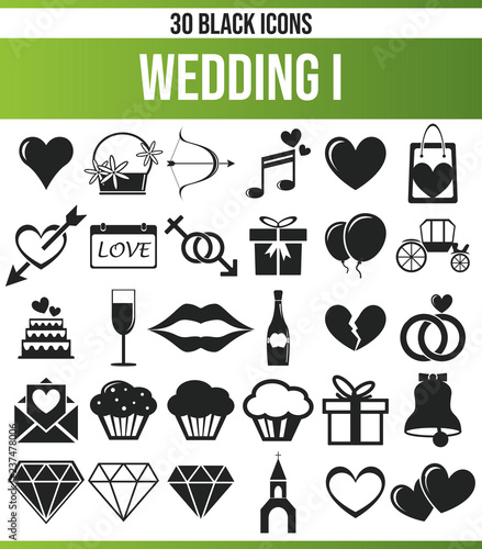 Black Icon Set Wedding I