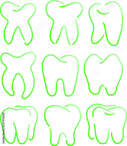 Natural Simple Line drawing of tooth set