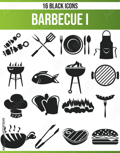Black Icon Set Barbecue I