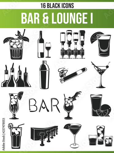 Black Icon Set Bar & Lounge I